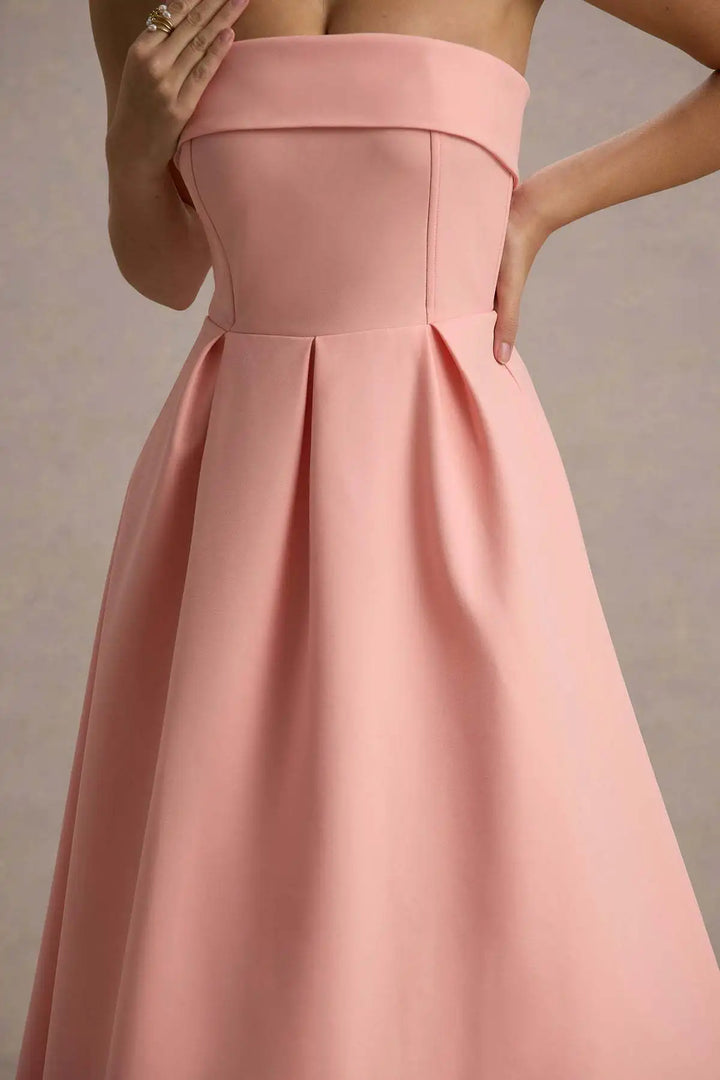 Elegant strapless midi dress - Sandra