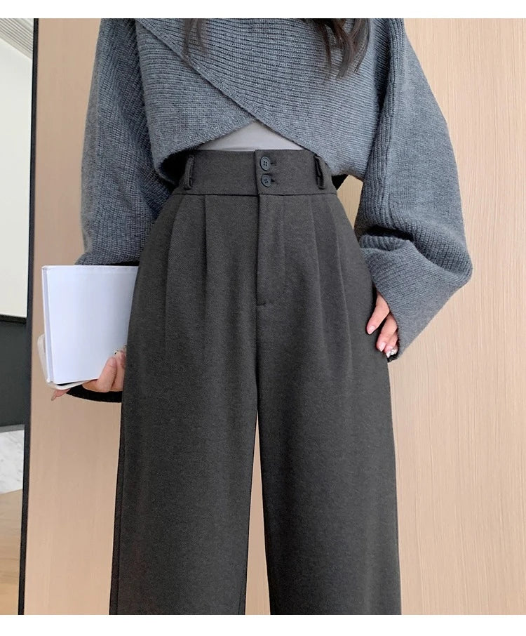 Tailored Wool Pants High Waist