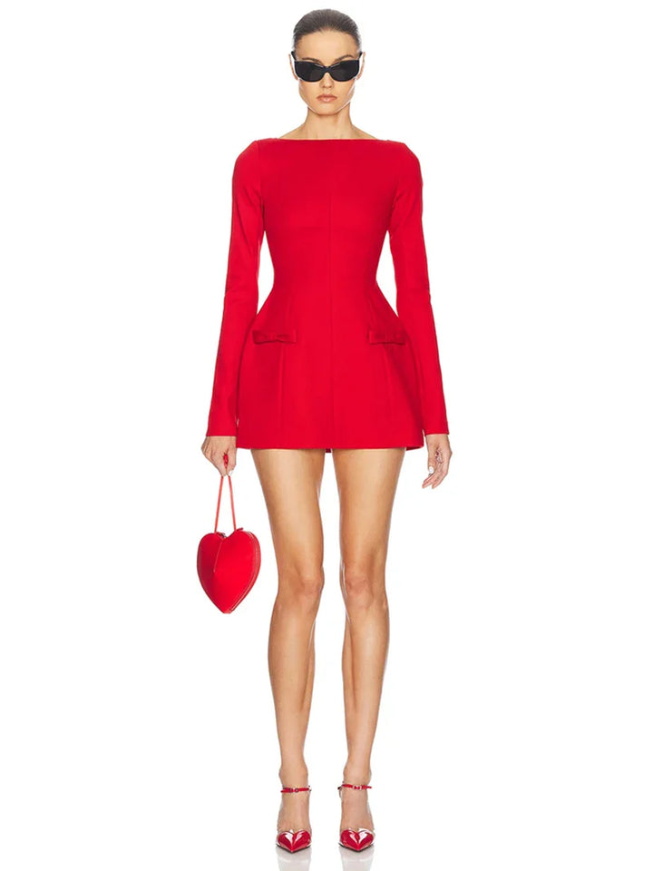 A-line mini dress with bow decoration - Alma
