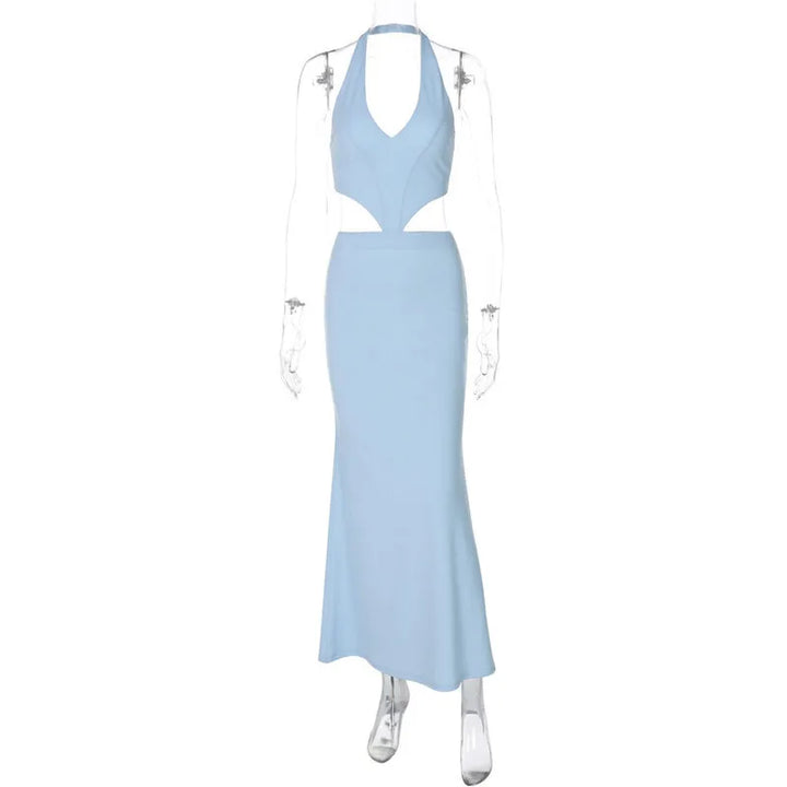 Open Back Maxi Dress - Light Blue