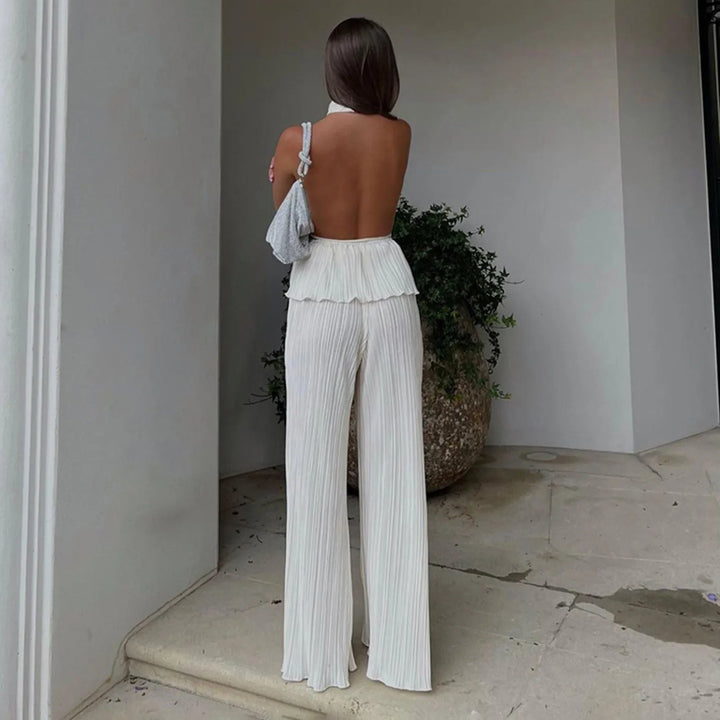 Two-Piece Crepe Suit with Long Pants and Shirt - Milan