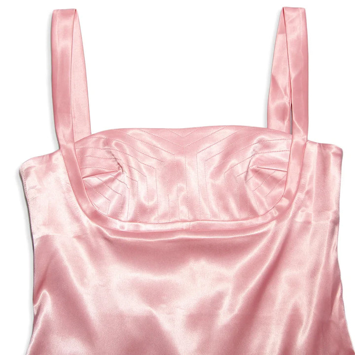 Satin mini dress with open back - Babe