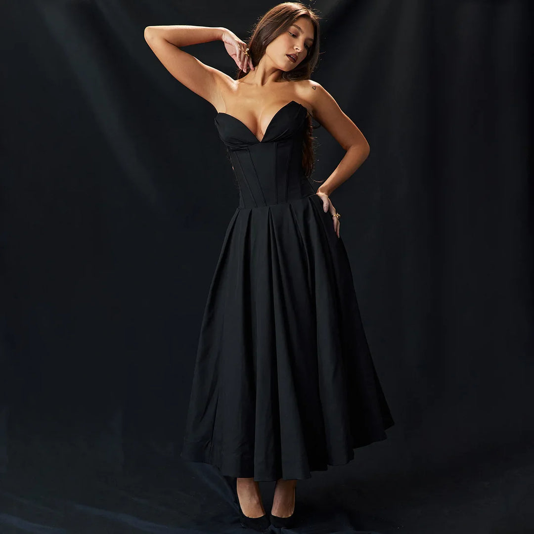 Strapless Midi Dress with Pockets - Fanny