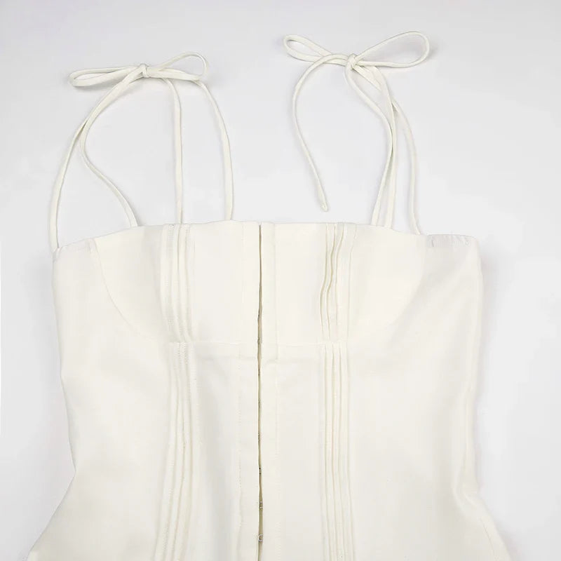 Mini Dress with Pin Closure and Tie Straps - Ronili