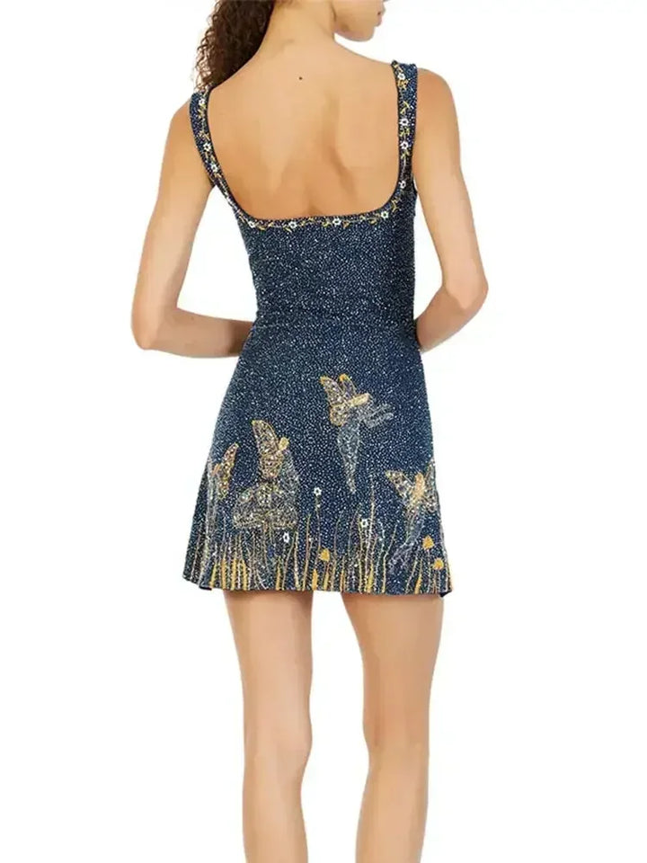 3D Print Sequin Mini Dress - Celine