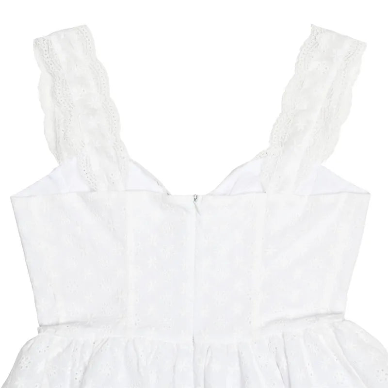 Country-style A-line mini dress with floral embroidery - Amanda