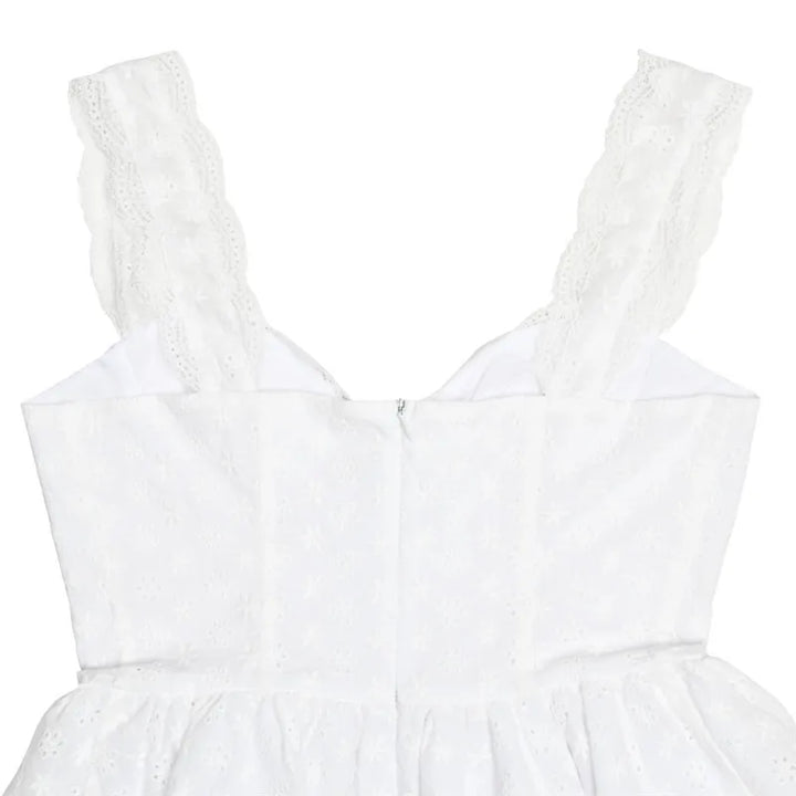 Country-style A-line mini dress with floral embroidery - Amanda