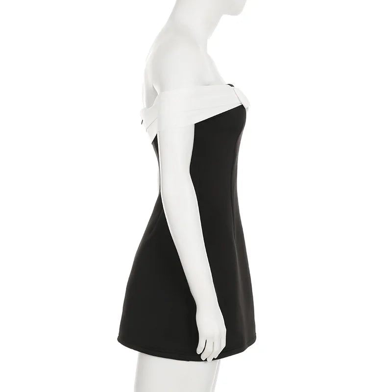 A-line mini dress with bow decoration and off-shoulder design - Heleny