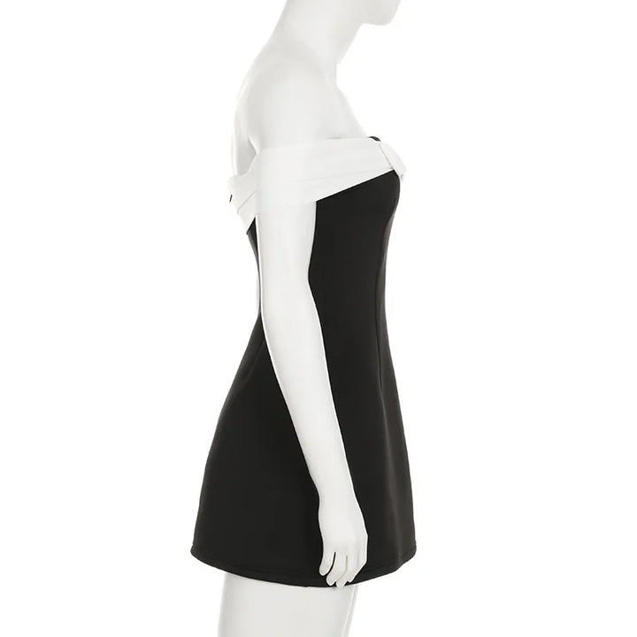 A-line mini dress with bow decoration and off-shoulder design - Heleny