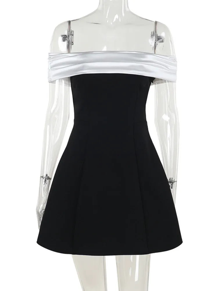 Mini dress with satin off-shoulder straps - Sia