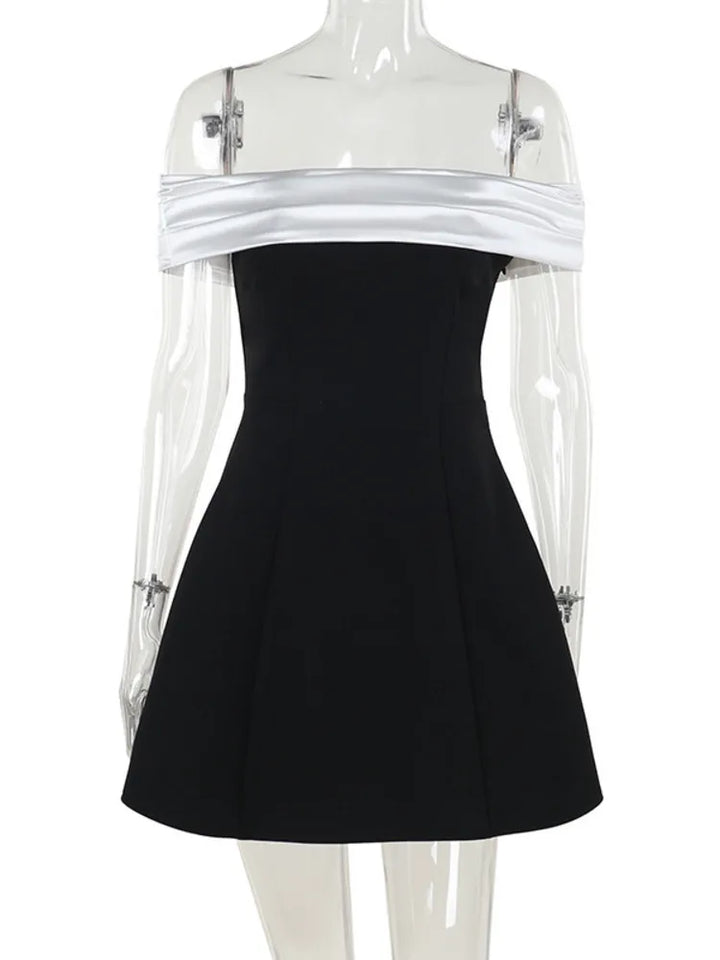 Mini dress with satin off-shoulder straps - Sia