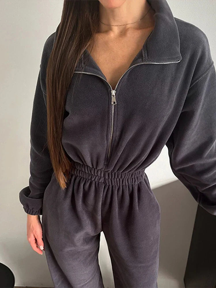 Winter Jumpsuit with Front Zipper - Frances