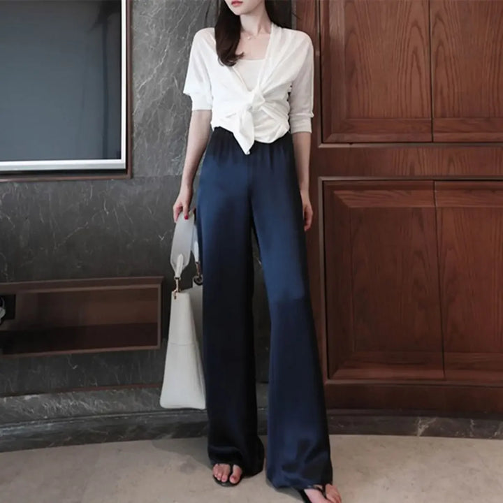 Loose fit satin pants
