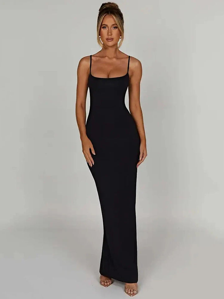 Fitted maxi dress with shaping fabric - Jordi