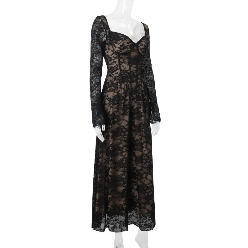 Lace maxi dress with corset design - Nuriel