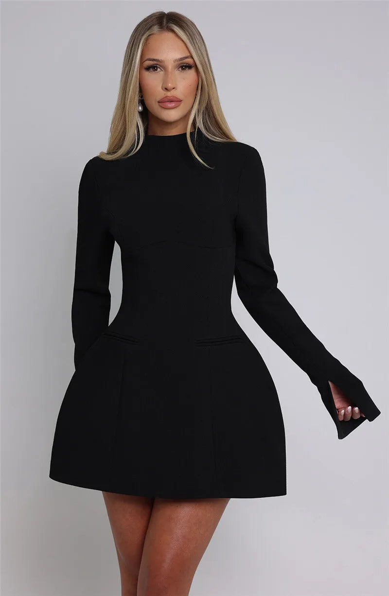 A-line mini dress with pocket decoration - Lady