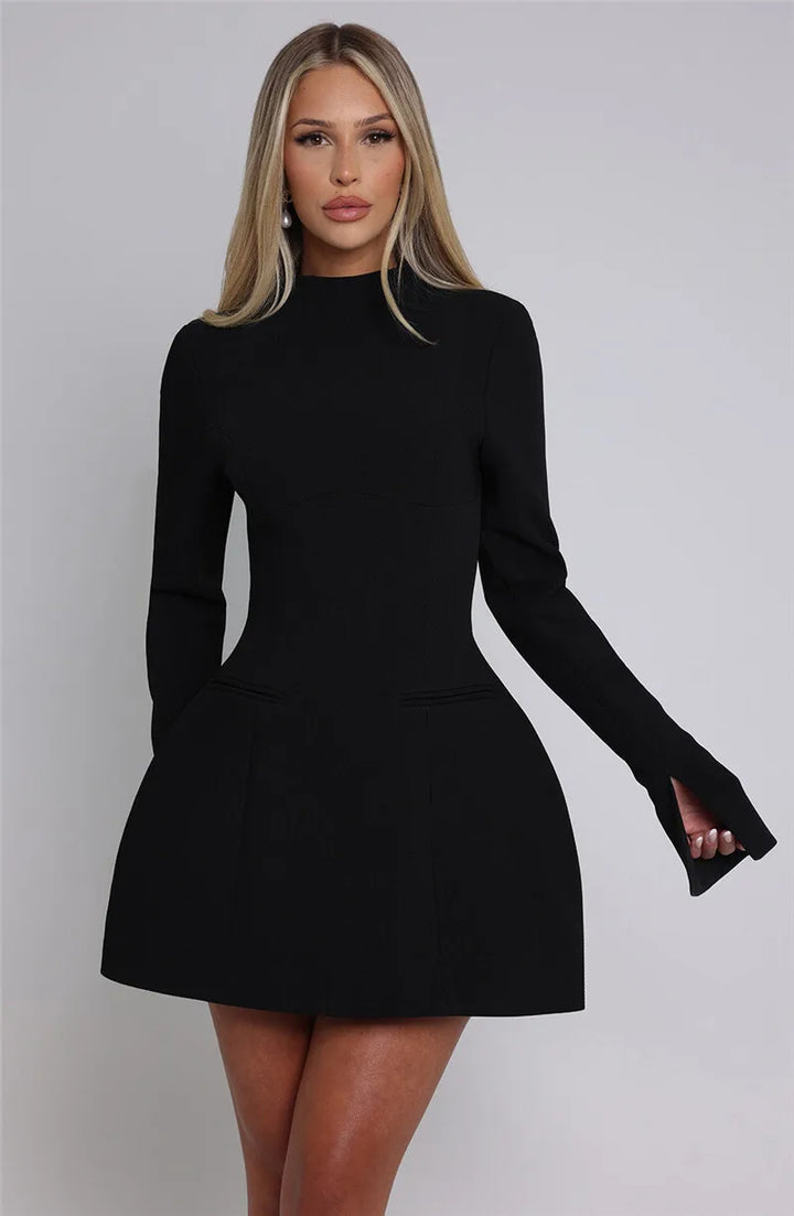 A-line mini dress with pocket decoration - Lady