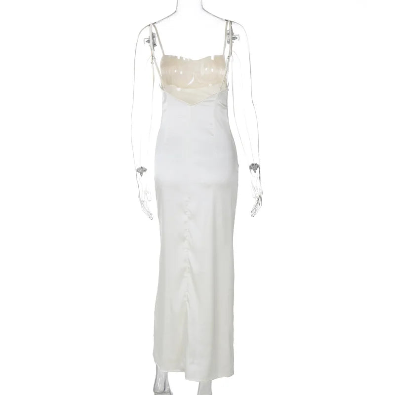 Elegant Satin Maxi Evening Dress - Karin
