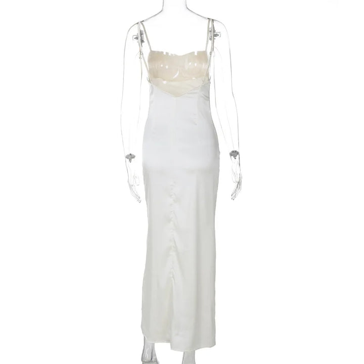 Elegant Satin Maxi Evening Dress - Karin