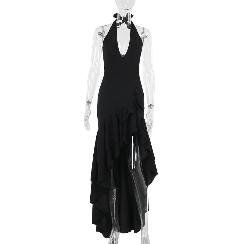 Maxi Dress with Ruffle and Open Back - Rosalina