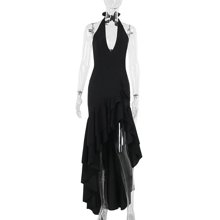 Maxi Dress with Ruffle and Open Back - Rosalina