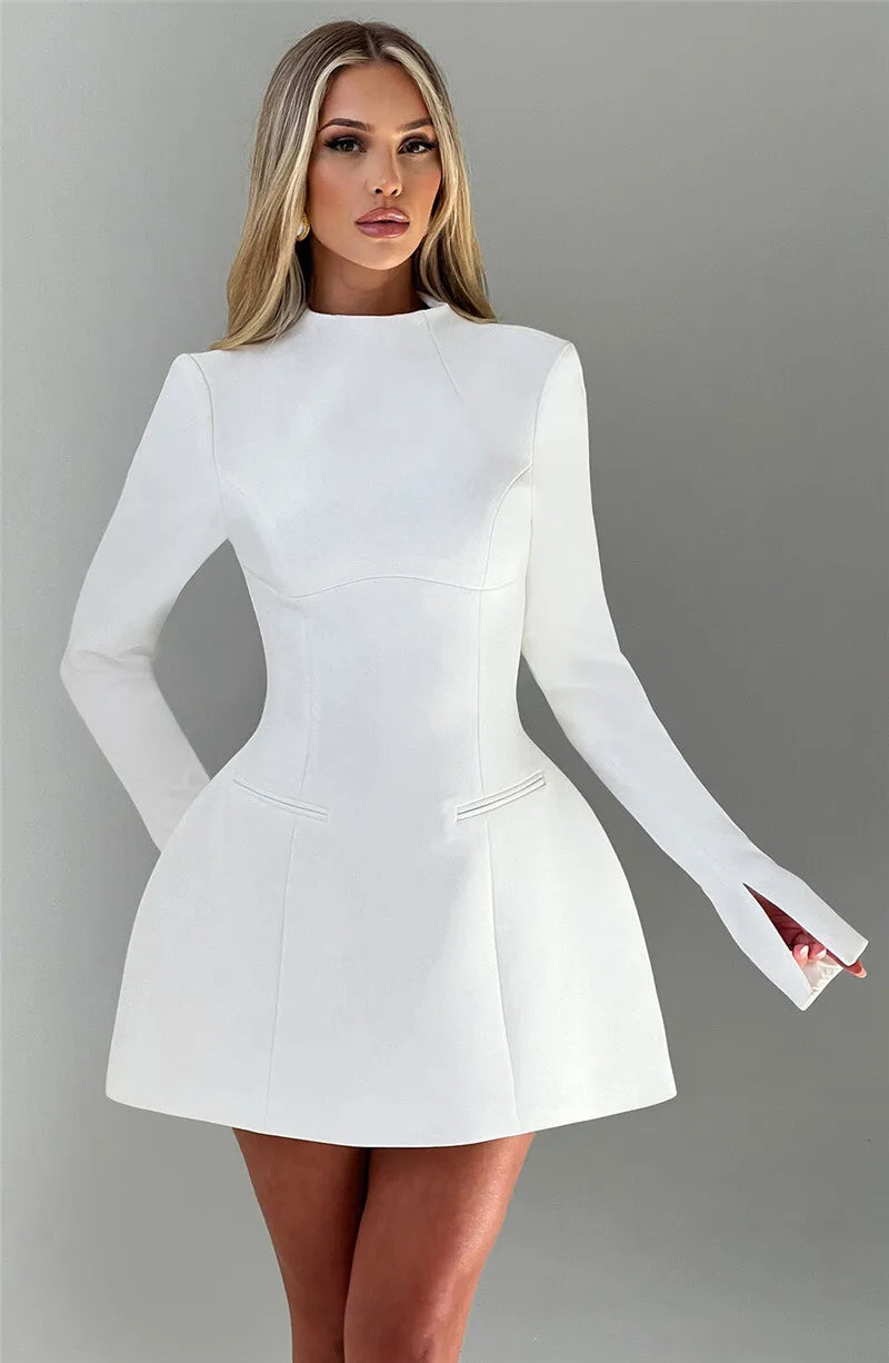 A-line mini dress with pocket decoration - Lady