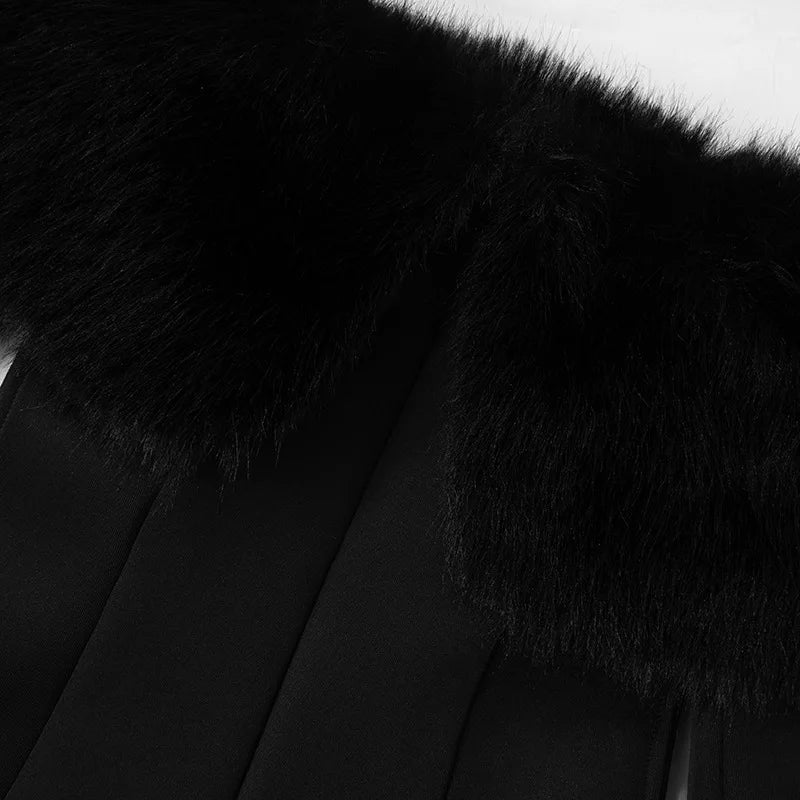 Off-shoulder A-line mini dress with feather fur detail - Ira