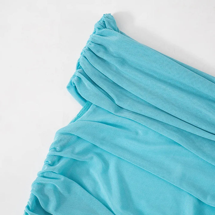 Mini dress with mesh design and off-shoulder - ALEX