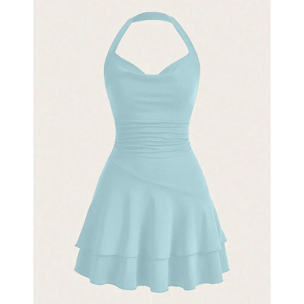 Tiered Ruffle Mini Dress with Open Back - Ashly