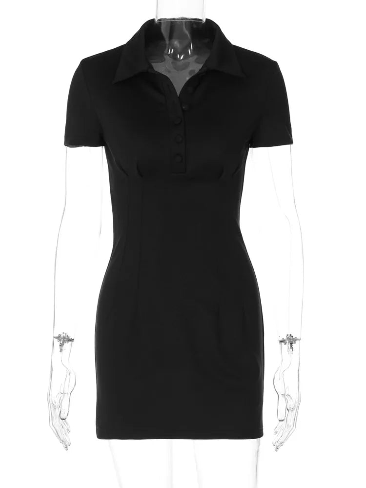 Tailored Mini Dress with Polo Collar - Patrisia
