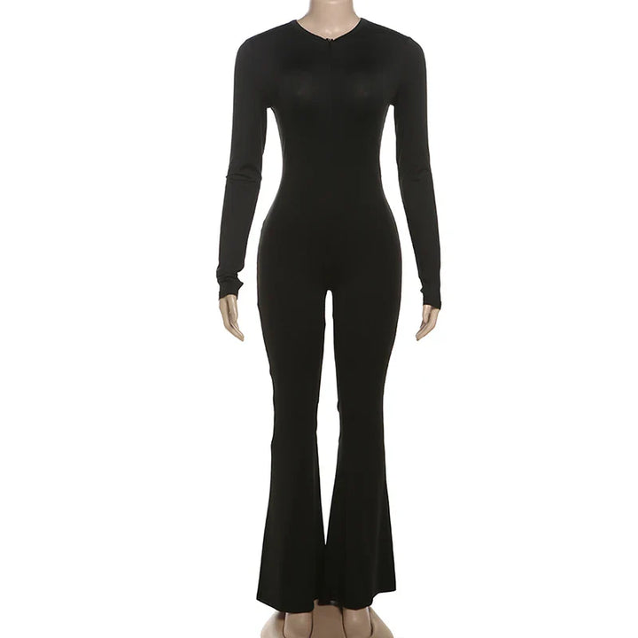 Fitted Jumpsuit with Shaping Fabric, Pedal Pushers, and Zipper Closure - Peyton