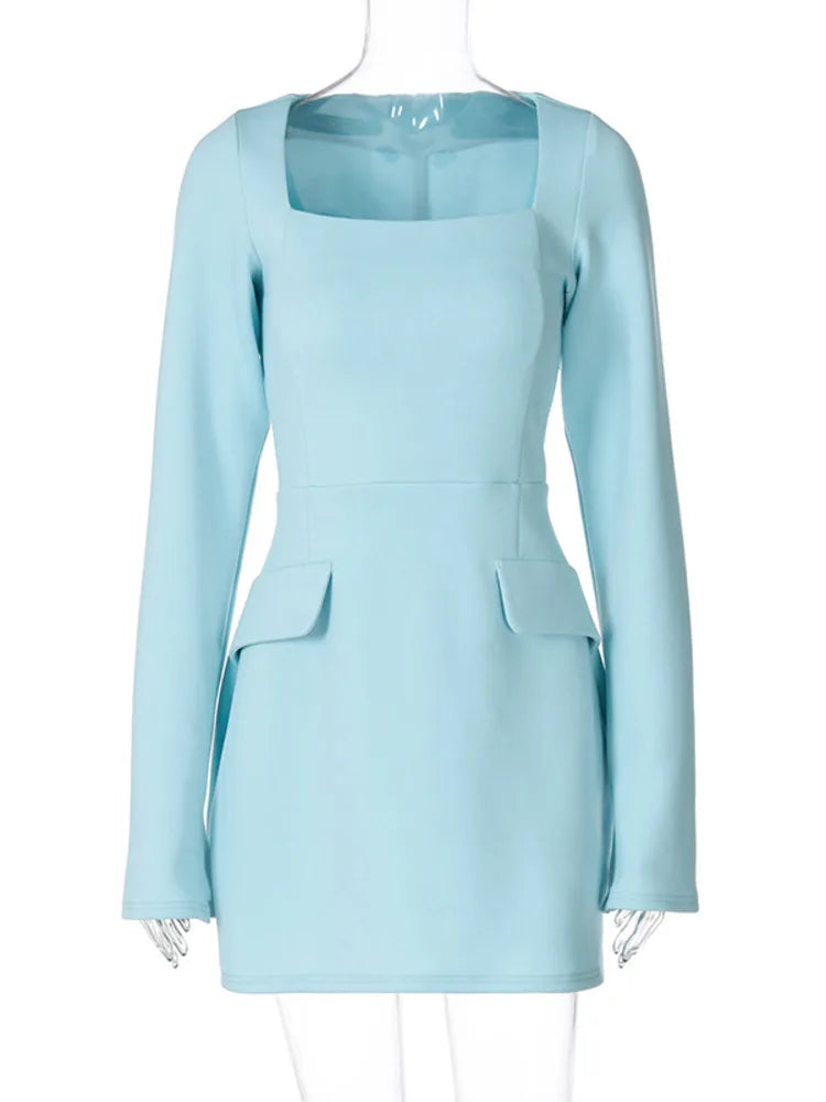 Tailored A-line mini dress with back tie waist and pocket detail - Yar