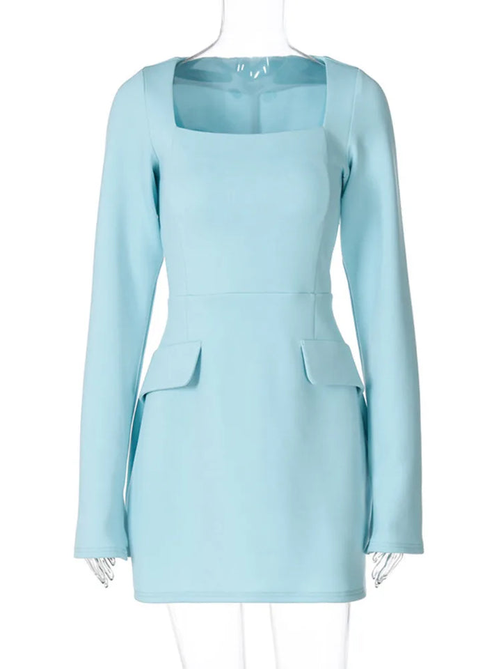 Tailored A-line mini dress with back tie waist and pocket detail - Yar