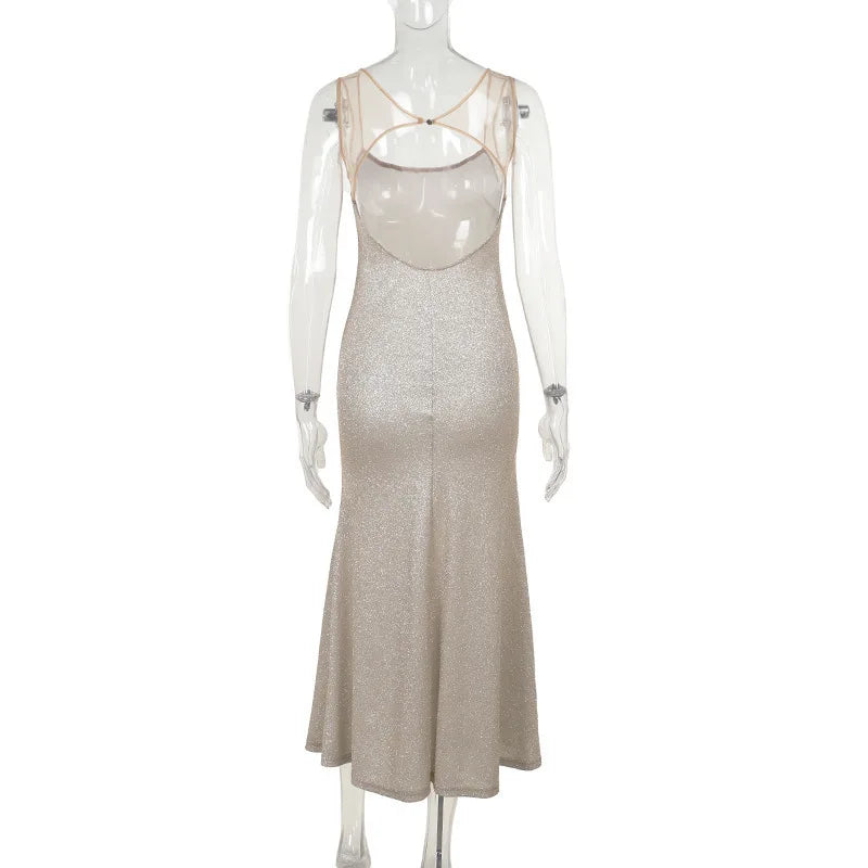 Sequin maxi dress with open back - SPARKLE
