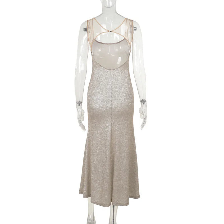 Sequin maxi dress with open back - SPARKLE