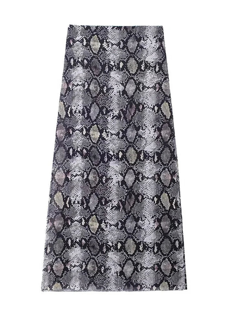 Two-Piece Chiffon Set with Strapless Top and Midi Skirt with Matching Scarf Detail - Liri