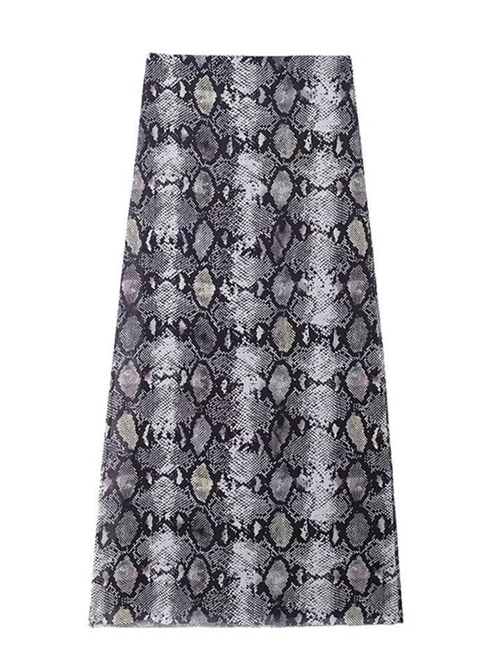 Two-Piece Chiffon Set with Strapless Top and Midi Skirt with Matching Scarf Detail - Liri