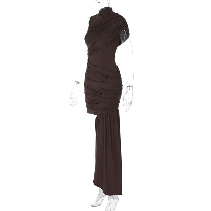 Mini dress with ruching and asymmetrical design decorated with a train - Jay