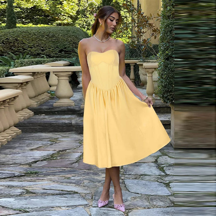 Midi strapless A-line dress - Sol