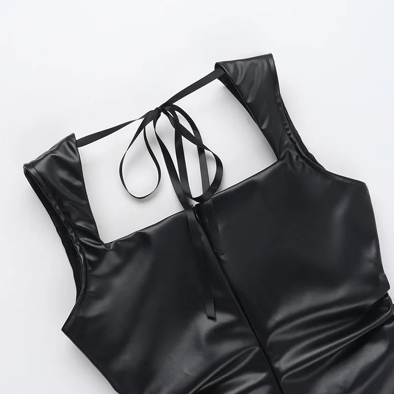 A-Line Faux Leather Mini Dress - Carol