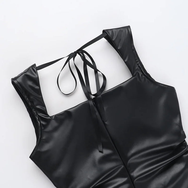 A-Line Faux Leather Mini Dress - Carol