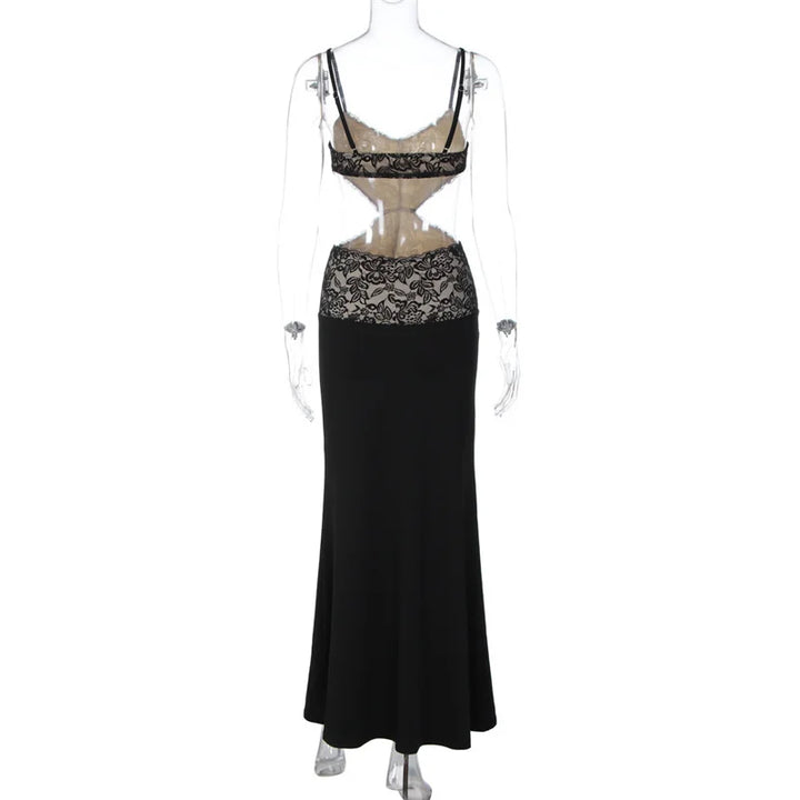Maxi Dress with Lace Design and Open Back - EMMA