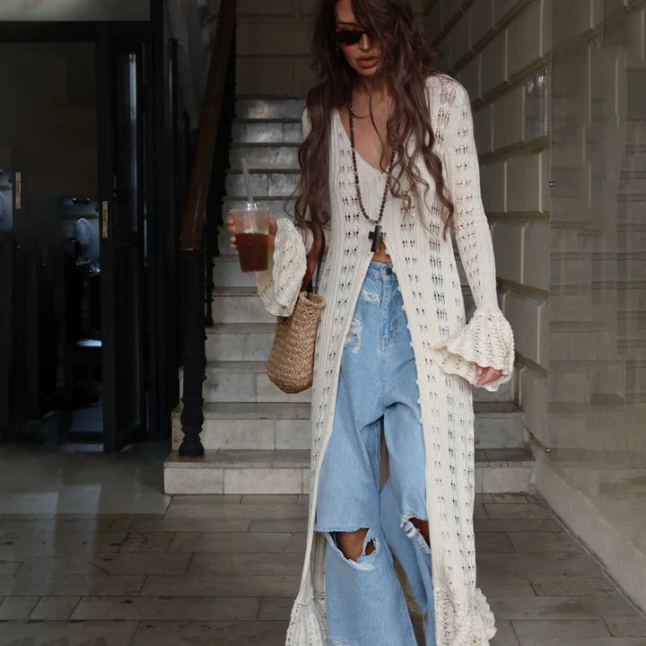 Maxi crochet dress/overlay with button closure - Devon