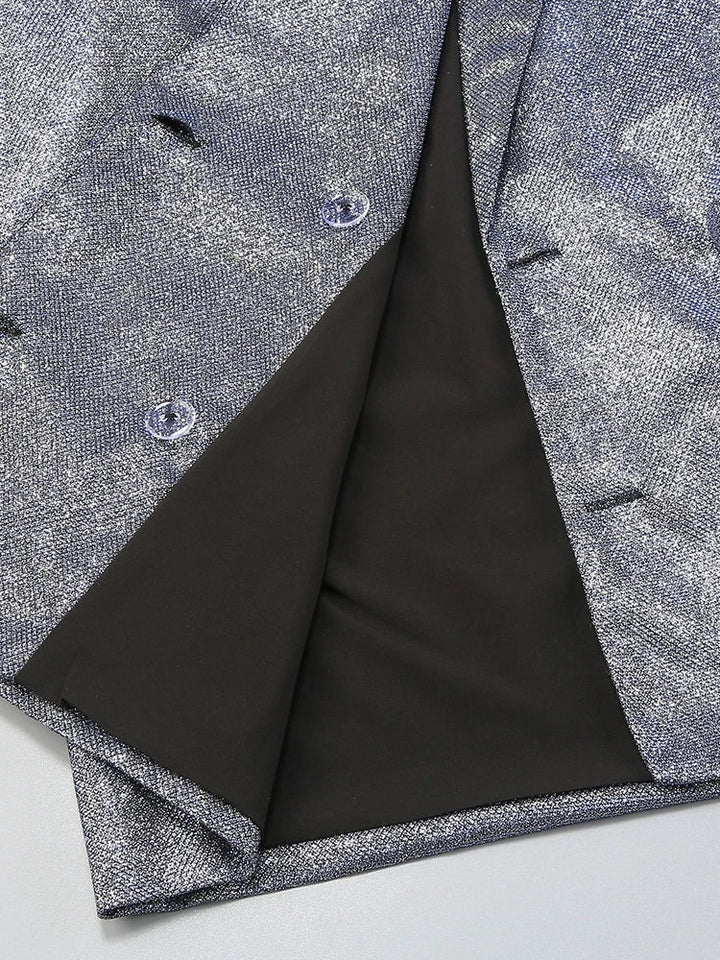 Three-Piece Glitter Suit with Bra, Blazer, and High-Waisted Pedal Pusher Pants - Glory