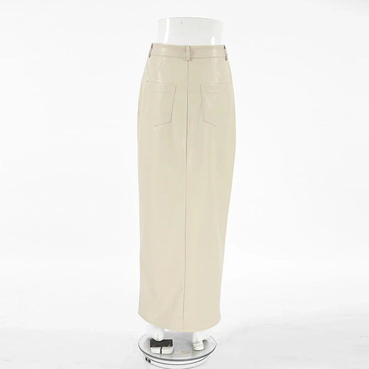 Maxi faux leather skirt with slit design - MAGEN