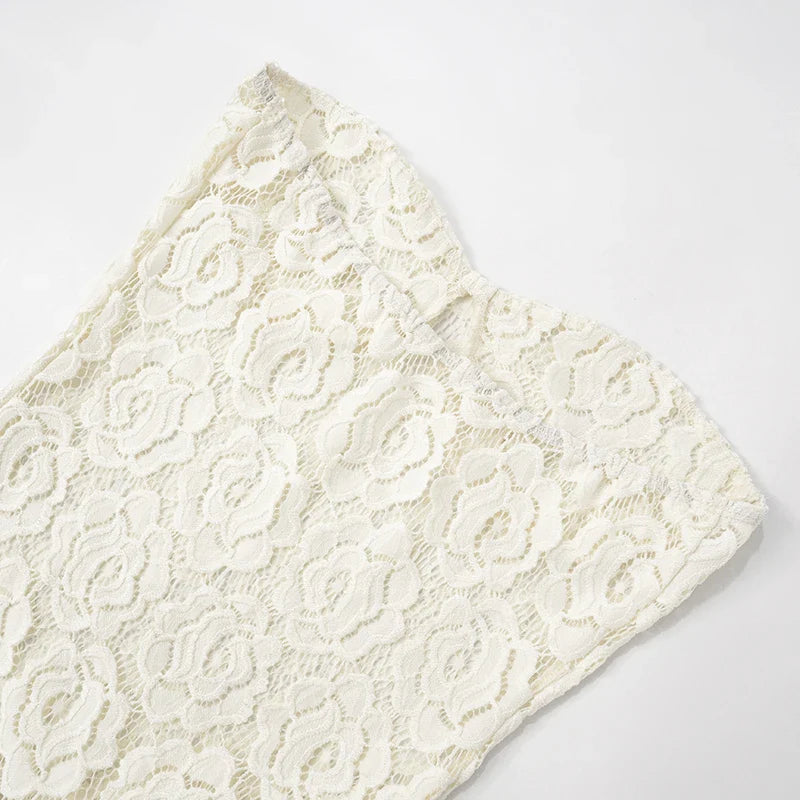 Strapless Lace Mini Dress with Ruffle - Cecelia