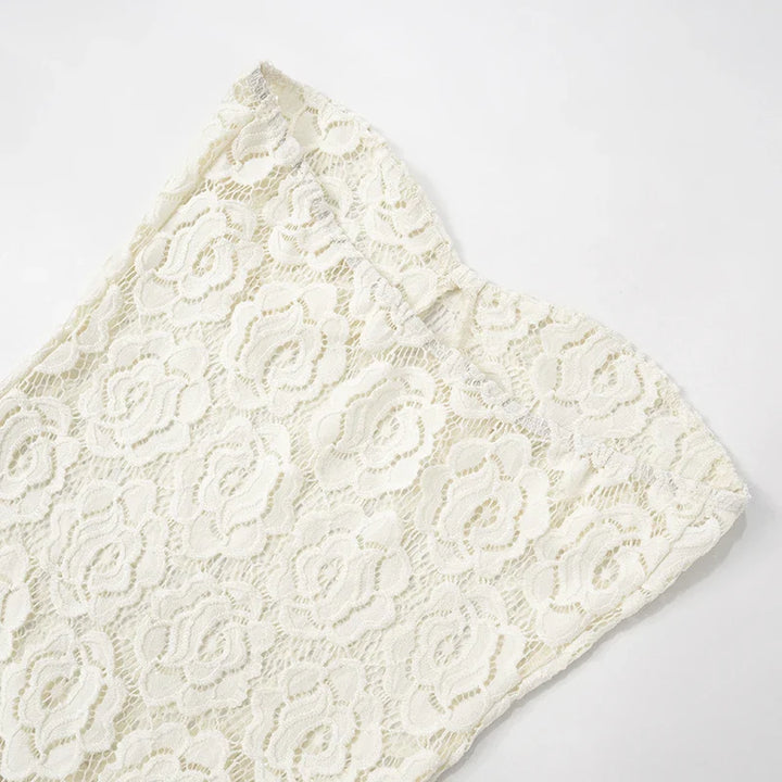 Strapless Lace Mini Dress with Ruffle - Cecelia