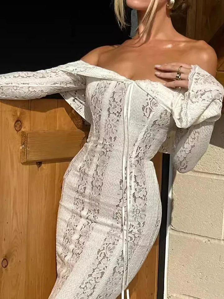Off-shoulder lace maxi dress - Jane