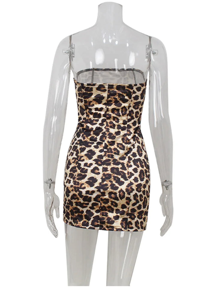 Fitted Strapless Leopard Print Mini Dress - LIONA