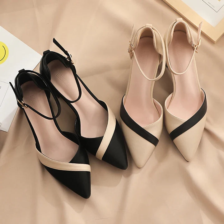 Faux Leather High Heels with Buckle Closure - Aryeh